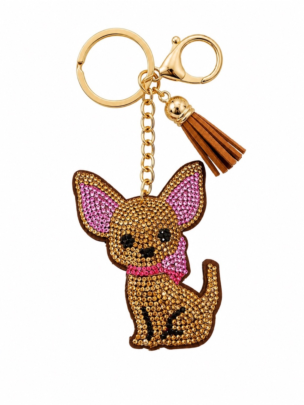 Rhinestone Chihuahua Dog Bag Charm keychain Purse charm - Picture 5 of 5